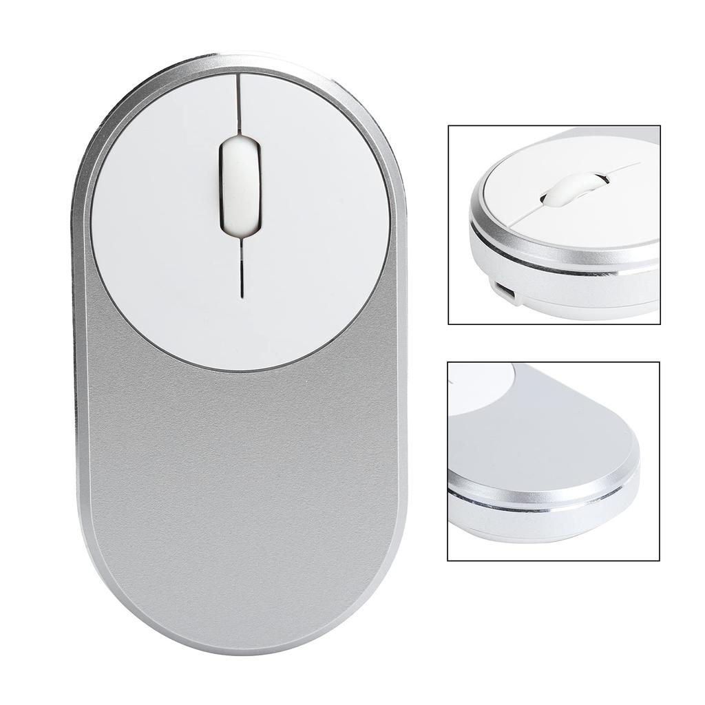 Wireless Rechargeable Bluetooth Optical USB Mouse for Desktop Laptop PC Computer 2.4Ghz (Silver)