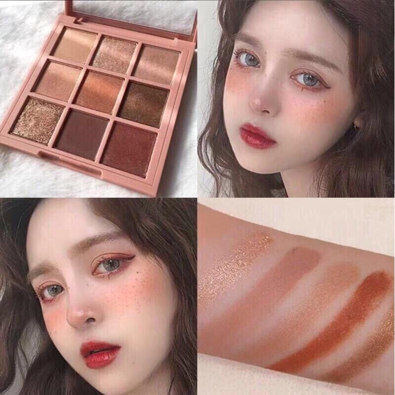 Nine-color Eyeshadow Platter Earth Glitter Pearl Long-lasting Impermeable Pearl Glitter Waterproof Sweat Resistant Student Eyeshadow Platter Makeup