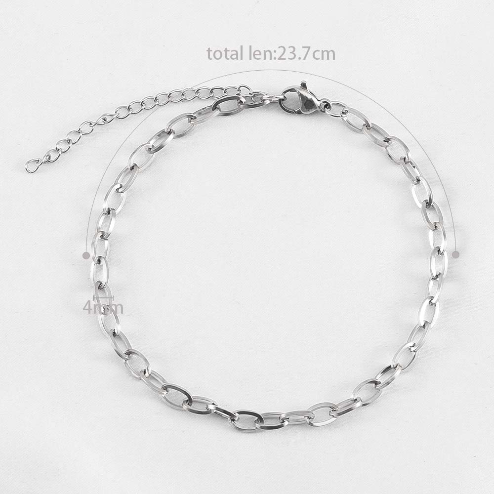 5pc 2pc Stainless Steel Width 3mm 5mm 7mm Bracelet Cuban Chain Adjustable Extension Chain Lobster Clasp DIY Men Jewelry Making