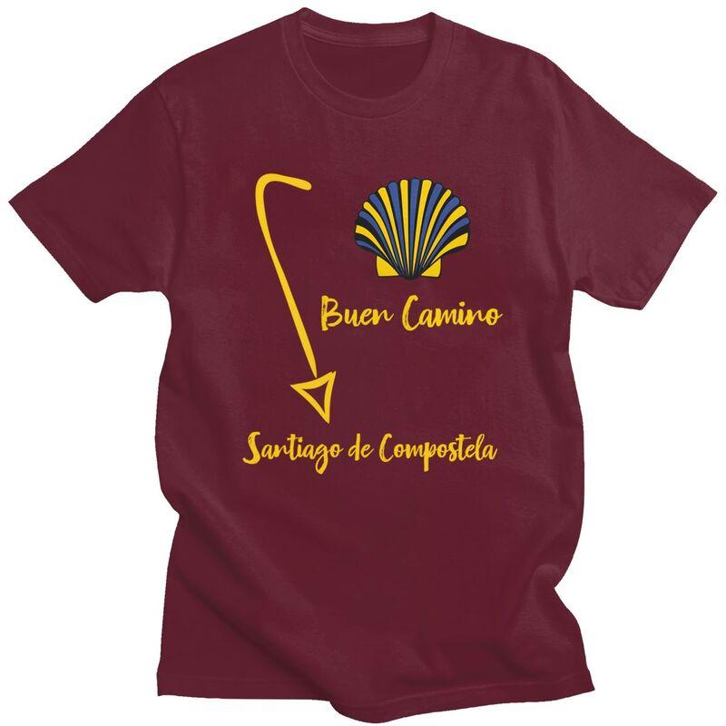 Custom Buen Camino De Santiago Tshirts for Men Short Sleeve Casual T Shirt El Camino Way Tshirt 100 Cotton Tees Gift