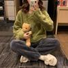 Winter Fleece Women Pajamas Set  Sleepwear Solid Velvet 2 Piece Pant Home Suit Fluffy Casual Warm Flannel Night Wear