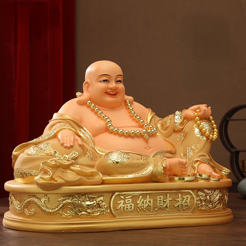 Home Decoration Accessories Wealth Recruiting Maitreya Buddha Ornament Offering Buddha Statues At Home Resin Handicrafts 1pcs