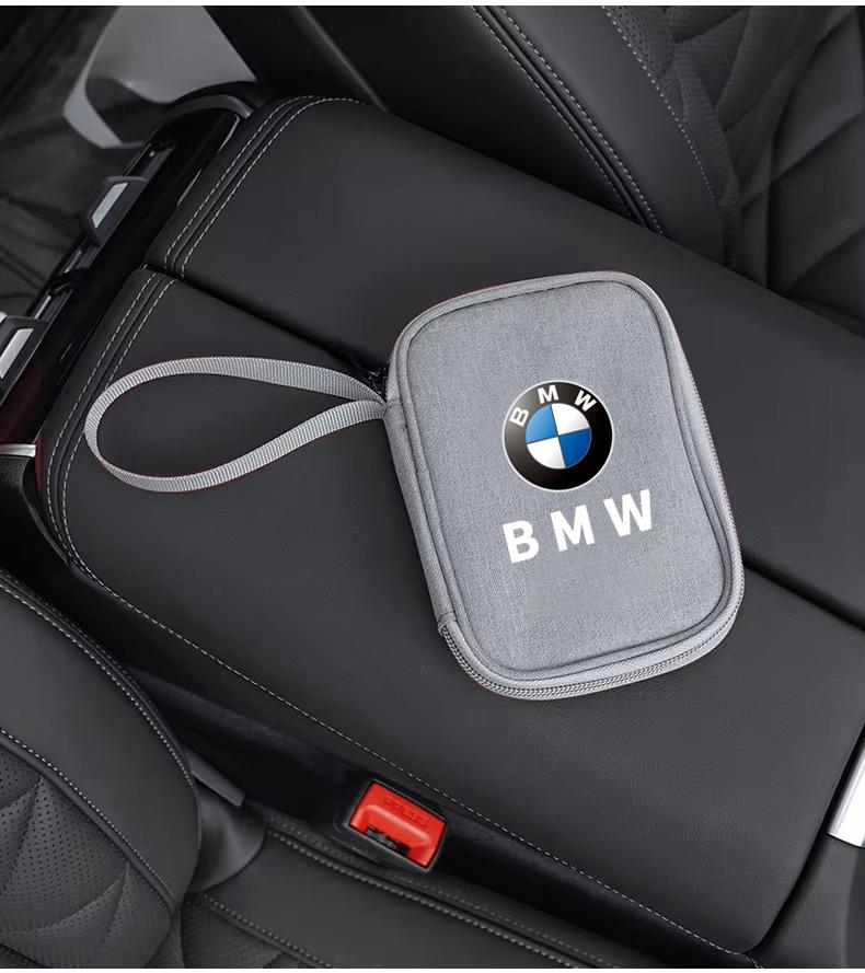 KSMH6 Car Sticker Multi Compartment Portable Car Keychain Storage Bag Thick Oxford Cloth Zipper Closure Key Organizer For BMW E46 F20
