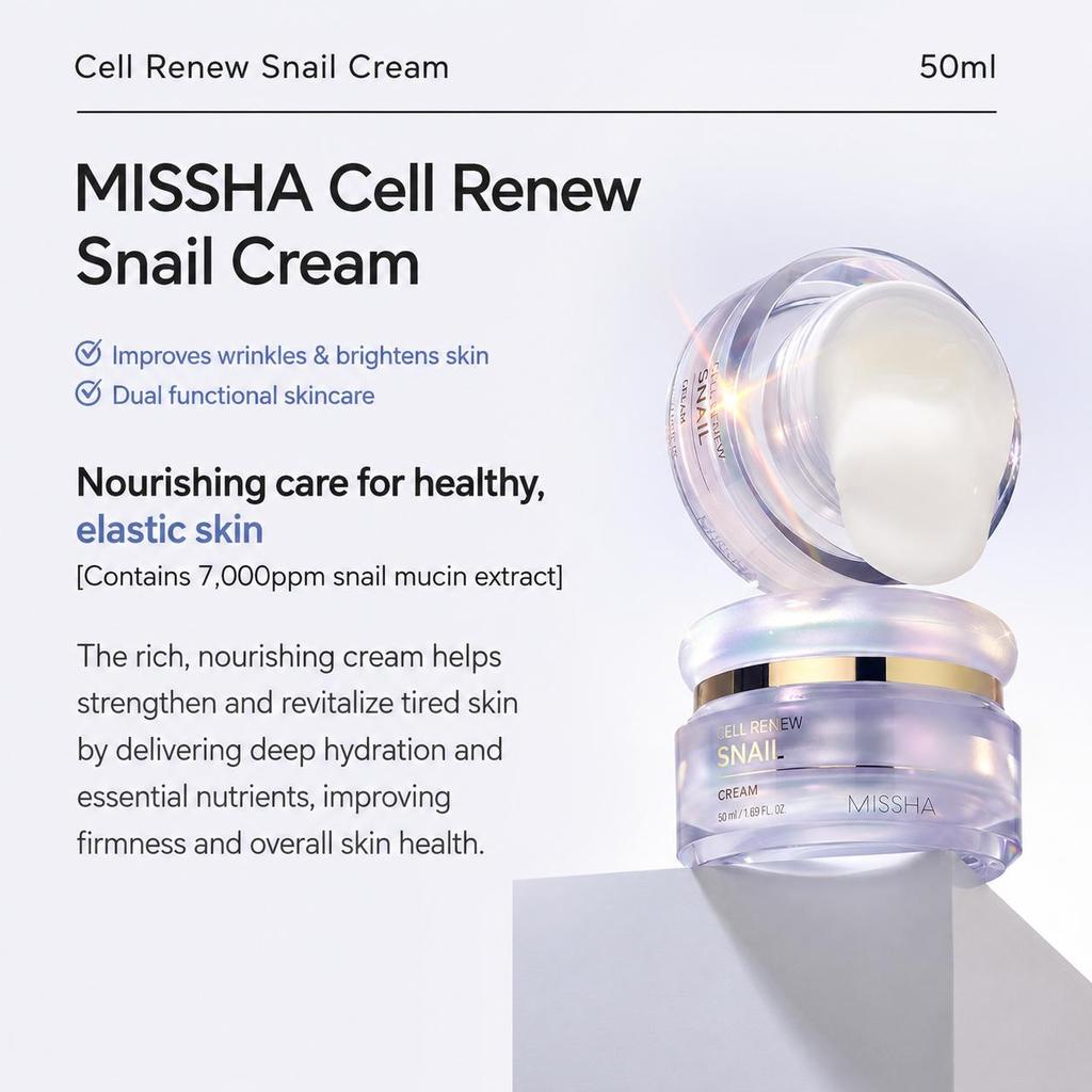 MISSHA Cellinew Увлажняющее средство с муцином улитки 130 мл, Лечебное средство 130 мл, Крем 50 мл, Ночная маска 110 мл  (16 вариантов)