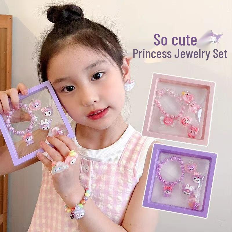 Набор украшений Куроми 2025: Милый мультяшный браслет, кольцо и клипсы для ушей для маленьких девочек
