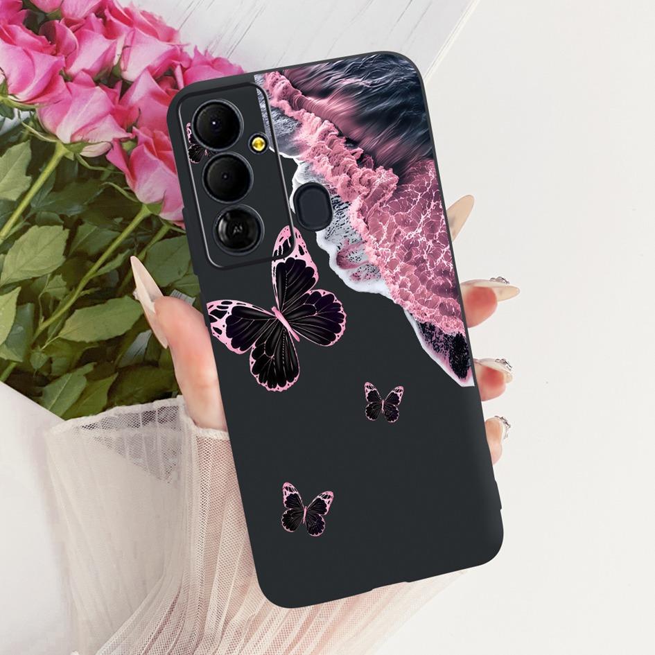Case For Tecno Pop 6 Go Cover BE6j Popular Flowers Soft Black Silicone Shockproof Fundas For Tecno Pop 6 BE7 Pop6 Pro BE8 Bumper