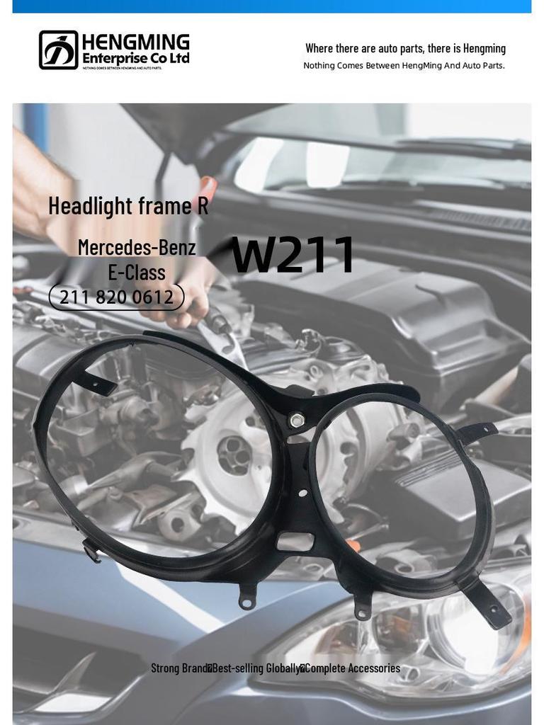 Накладка на рамку фары для Mercedes-Benz E-Class W211 2002-2006 (Номер детали #2118200512/2118200612)