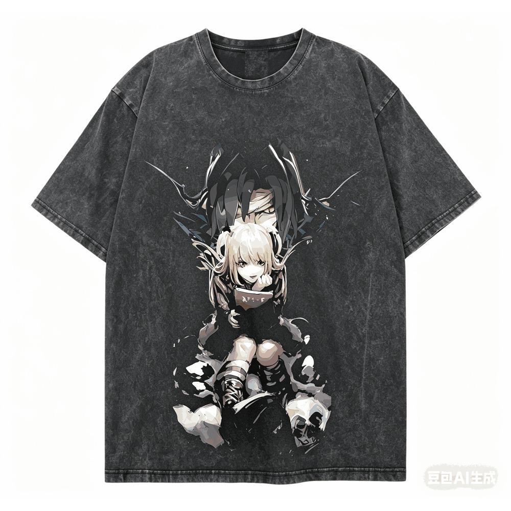 Death Note Washed T-shirt personality Clothes New Model Anime T-shirt Year round clothing Couples Plus Size Unisex Classic