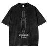 2026 summer Vinland Saga Anime Washed T-shirt Unisex Casual Oversized Short Sleeve Tee With Thorfinn Print For Fans