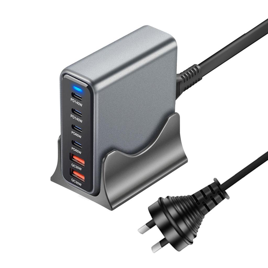 Многопортовое GaN-зарядное устройство 470 Вт, USB PD 140 Вт, Быстрая настольная зарядная станция