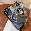 For iPhone 15 Pro Max Luxury Plating Magsafe Magnetic Stand Flash Phone Case For iPhone 11 12 13 14 15 Pro Lens Protective Cover