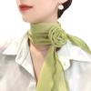 Women Breathable Rose Decor Chiffon Sunscreen Silk Scarf Neckerchief Neck Collar Anti-UV Thin