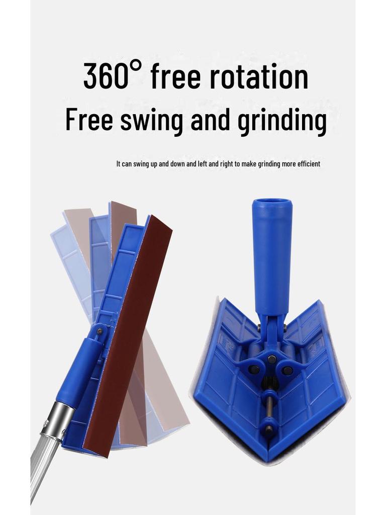 Регулируемый выдвижной скребок для шпатлевки с длинным стержнем и внутренней угловой наждачной бумагой для шлифования стен под прямым углом.