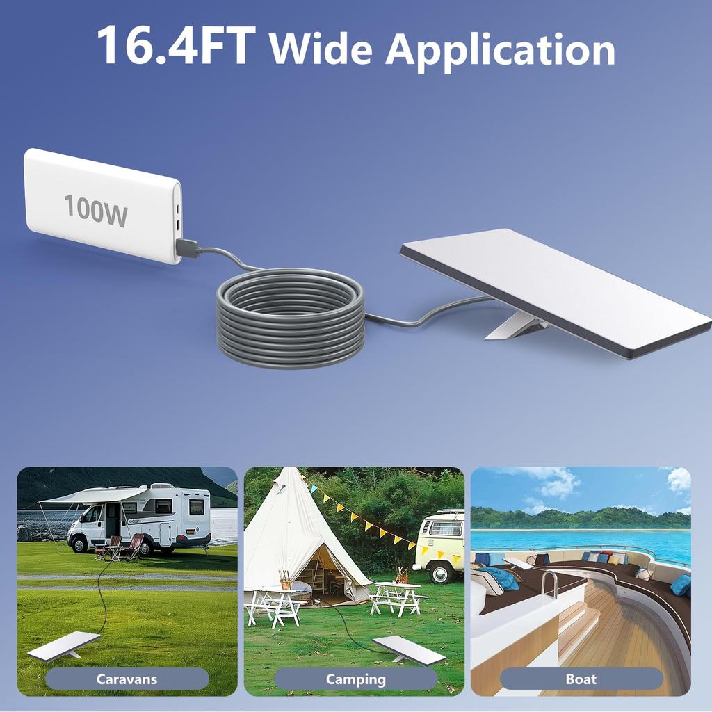 Starlink Mini USB C to DC Power Cable 16.4FT 5M Portable 100W PD 20V Waterproof for RV Boat Camping Outdoor Trip Accessories
