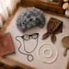 5pcs Pearl Necklace Bracelet Cosplay Grandmother Hairpiece Old Lady Funny Wigs Set  Themed Gathering