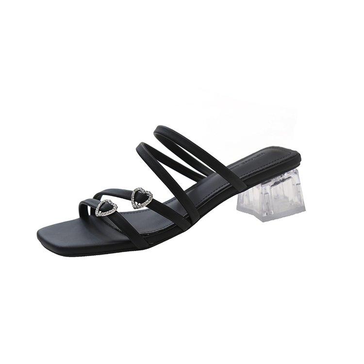 Модные женские туфли-лодочки, тапочки, женские туфли с квадратным носком, женские шлепанцы, летняя обувь, сандалии на высоком каблуке 2024 года, для дома, Zapato Mujer