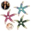 Beach Themed Jewelry Vintage Rhinestone Starfish Brooch, Ocean Metal Lapel Pin, Golden Plated Pin Sea Animal for Suit Dress Coat Scarf Marine