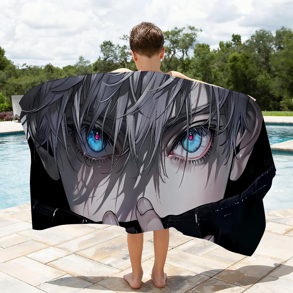 Anime J-Jujutsu K-Kaisen Towel Quick Dry Absorbent Beach Towel for Sports, Fitness, Swimming and Outdoor Activities
