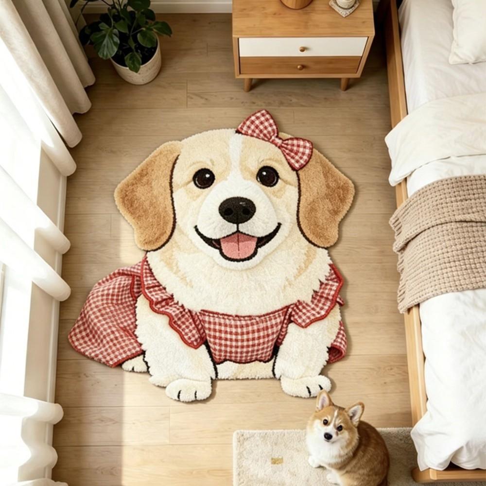 2D Home Decor Carpet Non-Slip Cartoon Carpet Soft Dog-Shaped Area Rug Living Rooms