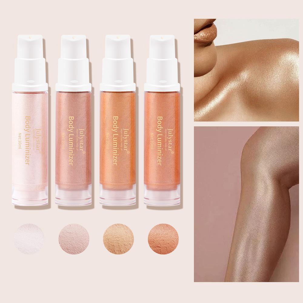 Четырехцветный хайлайтер для тела, легко протираемый, осветляющий жидкий лосьон для тела, пляжный сексуальный хайлайтер для тела