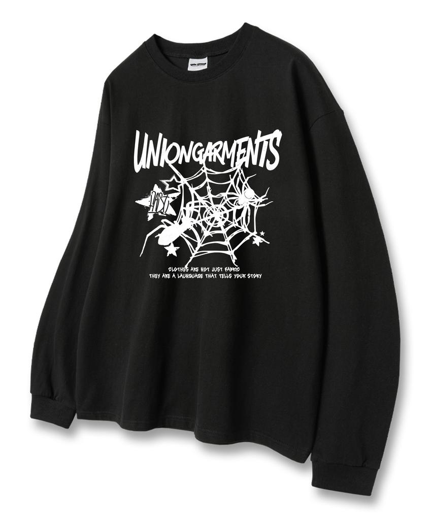 UNION GARMENTS Spider Loose Fit Long Sleeve T-Shirt Black [Basic Or Ribbed]