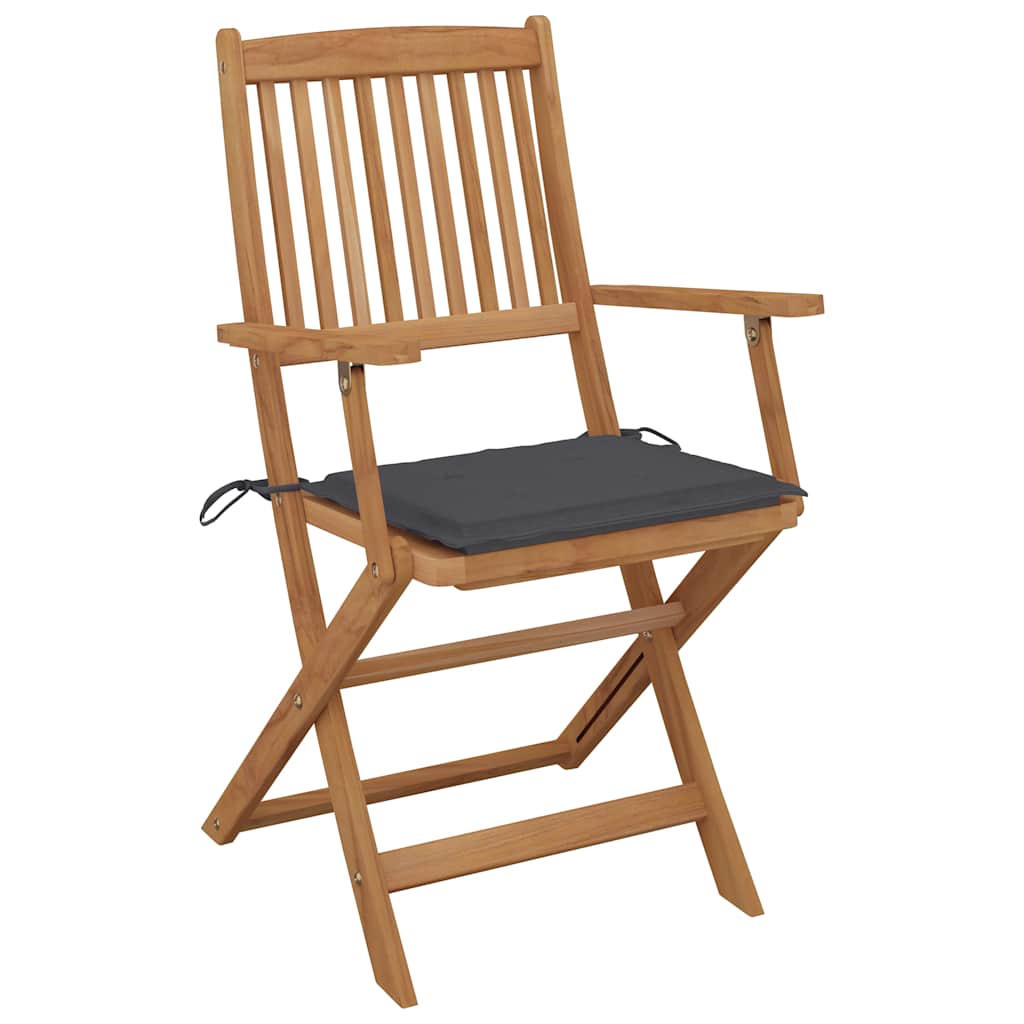 Folding Garden Chairs 6 pcs with Cushions Solid Acacia Wood