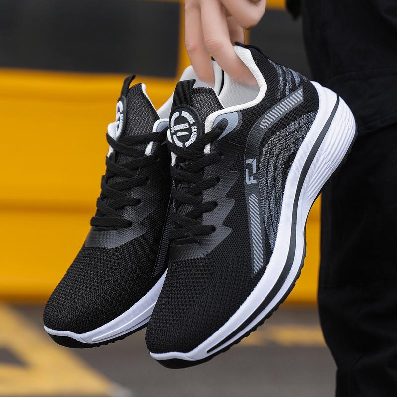 23 Years of New Spring and Autumn Men's Shoes Breathable Mesh Fly-woven Shoes Men's Lace-up Platform Sports Shoes Versatile Casual Trendy Shoes
