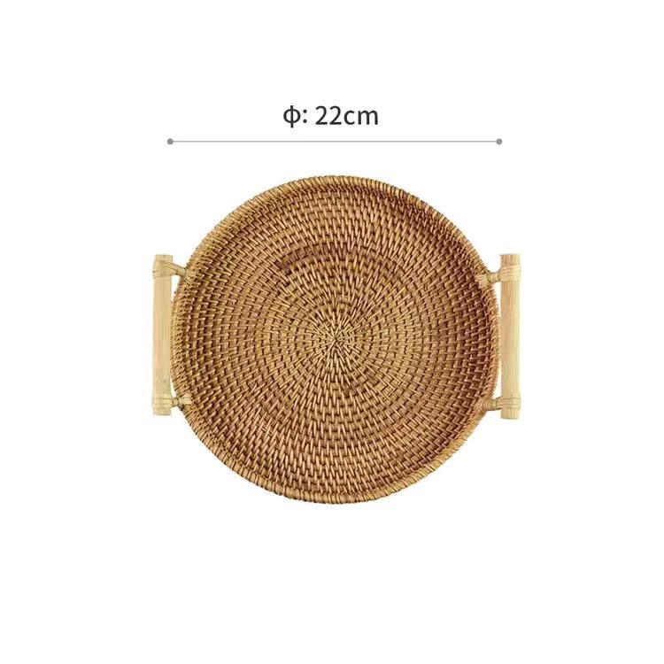 Creative Rattan Tray Fruit Tray Bamboo Bread Basket Fruit Basket Dessert Tray Practical Kitchenware