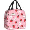 Узор в виде мордочки кошки, клубники, утепленные розовые сумки для ланча с карманом, многоразовые термоконтейнеры для замораживания для школьного пикника