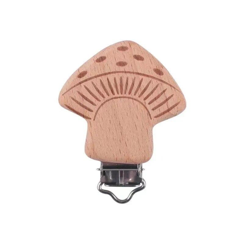 5pcs Wooden Fox Sika Deer Crown Pacifier Clip Nursing Accessories Beech DIY Bracelet Jewelry Making Handmade Accessories