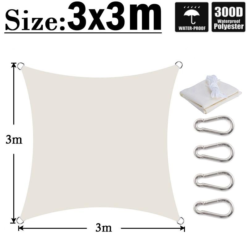 Milky 300D Polyester Waterproof Sun Shade Fabric Sun Shelter Tent Outdoor Triangle Rectangle Awning Garden Terrace Sun Canopy