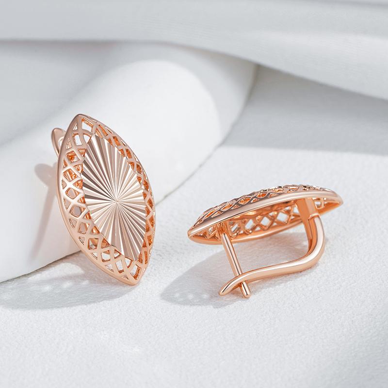 Модные глянцевые серьги для женщин Необычные креативные полые ромбы цвета розового золота Этнические свадебные винтажные украшения