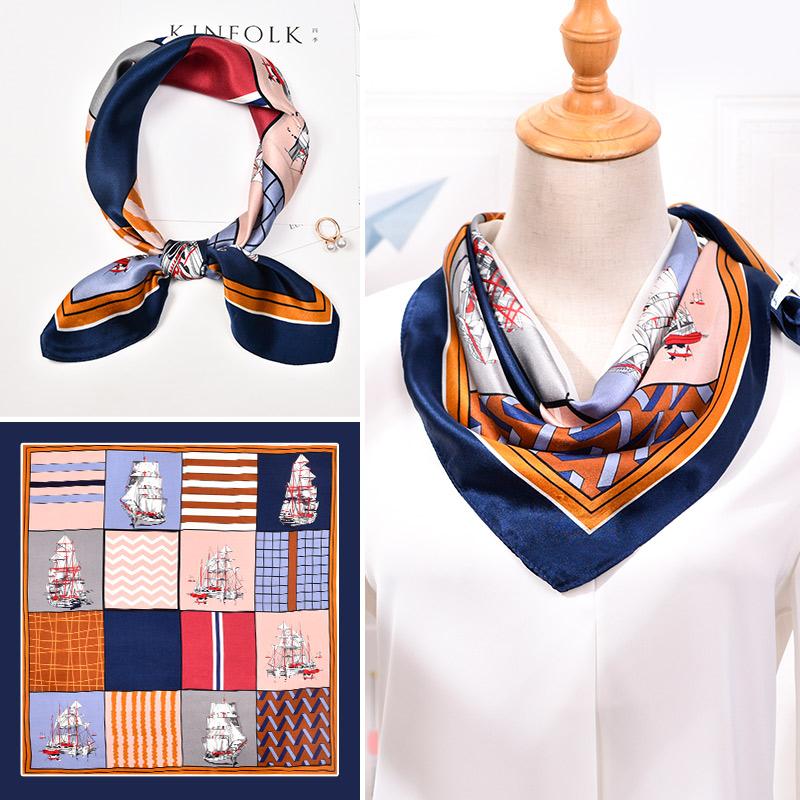 100% Real Silk Neck Scarf For Women Print Silk Square Scarf Neckerchief Fashion Bufanda  New Elegant Foulard Femme 65x65cm