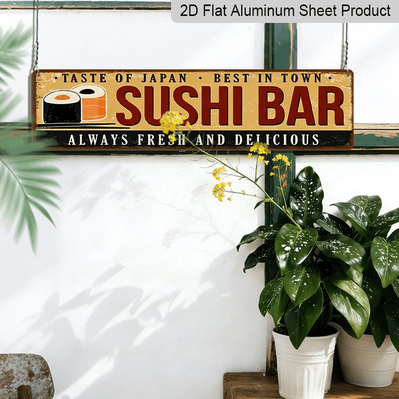 Vintage 2D Flat Sign - Decoration for Sushi Bar "Taste of Japan" & Always Fresh and Delicious - Durable Aluminum Plaque for Japanese Cuisine