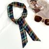 Длинный шелковый шарф новая нишевая мода универсальный клетчатый леопардовый принт шейный платок головной платок повязка на голову резинка для волос декоративный пояс