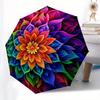 Vibrant Rainbow Flower Mandala Wall Art PrintUmbrella with Cute Design, Portable 3-Fold Compact Umbrella for Men & Women, Valentine's Day Mother's Day