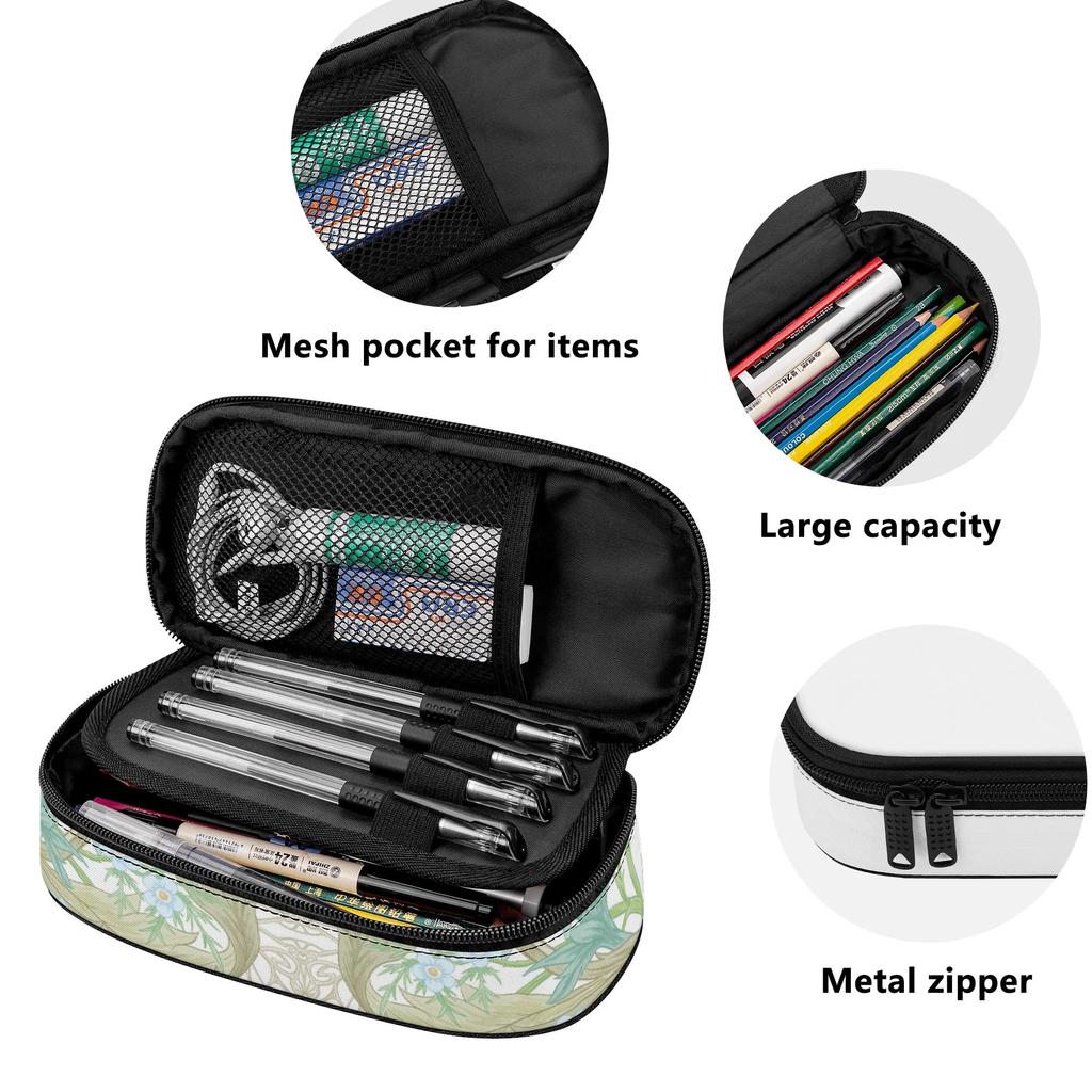 Pen Case Printed Strong Polyester Fabric Easy Open Zipper with Main Compartment Mesh Pocket and Pen Slots for Everyday Study
