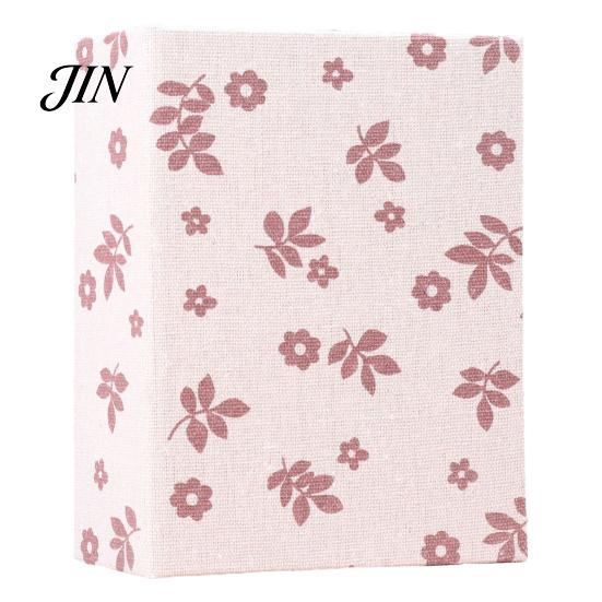 Literary Style Photo Album Mini Printed Fabric Slip-In Album, Portable Floral Print Scrapbook with Transparent Sleeve Pages, Lightweight Inner