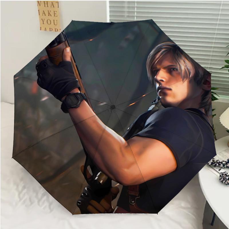 Resident Evil Леон С. Автоматический зонт с принтом Kennedy1, 8 спиц, железный каркас, пластиковая ручка, подходит для путешествий на свежем воздухе и на каждый день, идеальный подарок