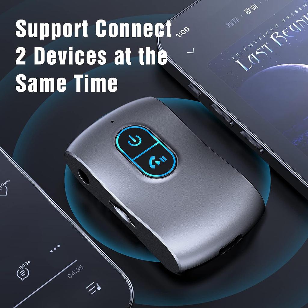 Беспроводной 5.0 Aux Bluetooth-адаптер для автомобиля с громкой связью, поддержка TF-карты, двойное соединение, приемник для автомобиля, наушники и домашние стереосистемы