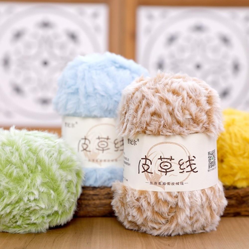 Long Plush Faux Fur Yarn Thickness Knitting Yarn Thread New Fluffy Mink Yarn DIY Crocheting Hat