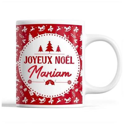 Mug - Mariam - Rouge - Céramique - 325 Ml - Résistant Lave-vaisselle Et Micro-onde