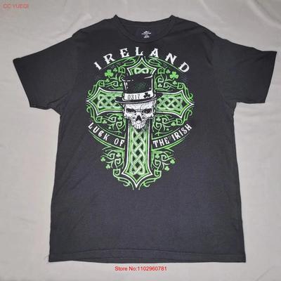 St Patricks Day T Shirt Unisexs Large Black Green Ireland Luck Of The Irish Cross Vintage Versatile Designer Clothes Casual