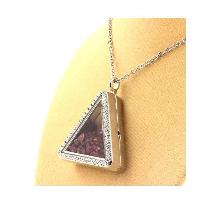 Pierres et Minéraux. Collier Rubis brut. Modèle triangle.