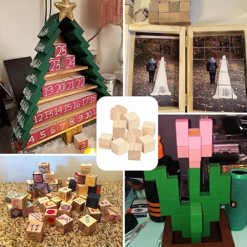 500pcs 1cm Unfinished Wooden Cubes, Natural Wood Square Blocks for DIY Project, Crafting Home Decor Art Supplies