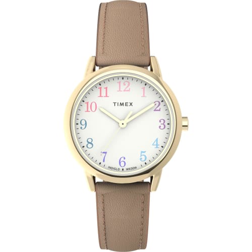 TIMEX Easy Reader Sustainable Women's Watch, TW2W32400, White Dial, Brass, Mineral Glass, Quartz Movement, Taupe