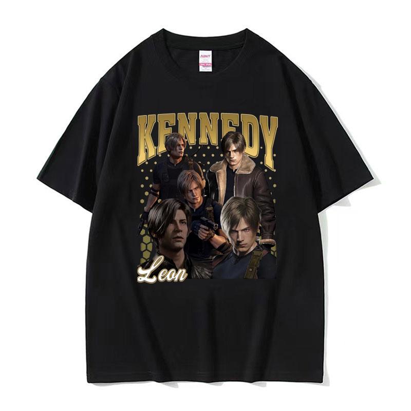 I Heart Leon Kennedy Print TShirts Unisex Womens Clothing Fashion Vintage T Shirt Male Oversized Cotton Short Sleeve Tshirt Tops