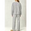 Women Striped 2 Piece Outfit Long Sleeve Crew Neck Top And Drawstring Wide Leg Pants Set Casual Loungewear Pajama Suit