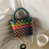 NEW Women Durable Weave Beach Bag Woven Bucket Bag Casual Tote Handbags Bags Popular Receive straw plastic braided basket