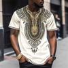 Men S Casual Loose Fit Short Sleeve T Shirt Ethnic Style Print